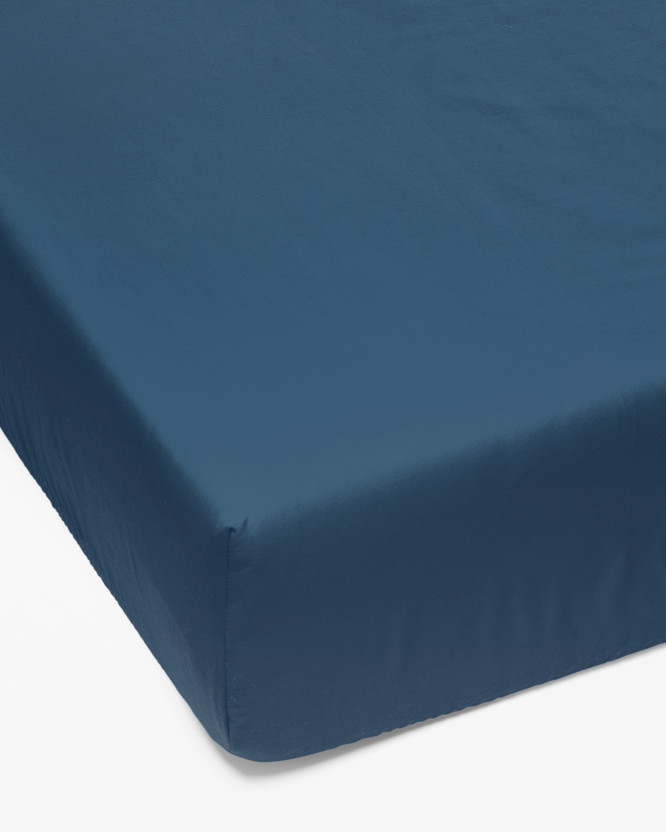 Cearceaf de pat 100% bumbac cu elastic - albastru marin