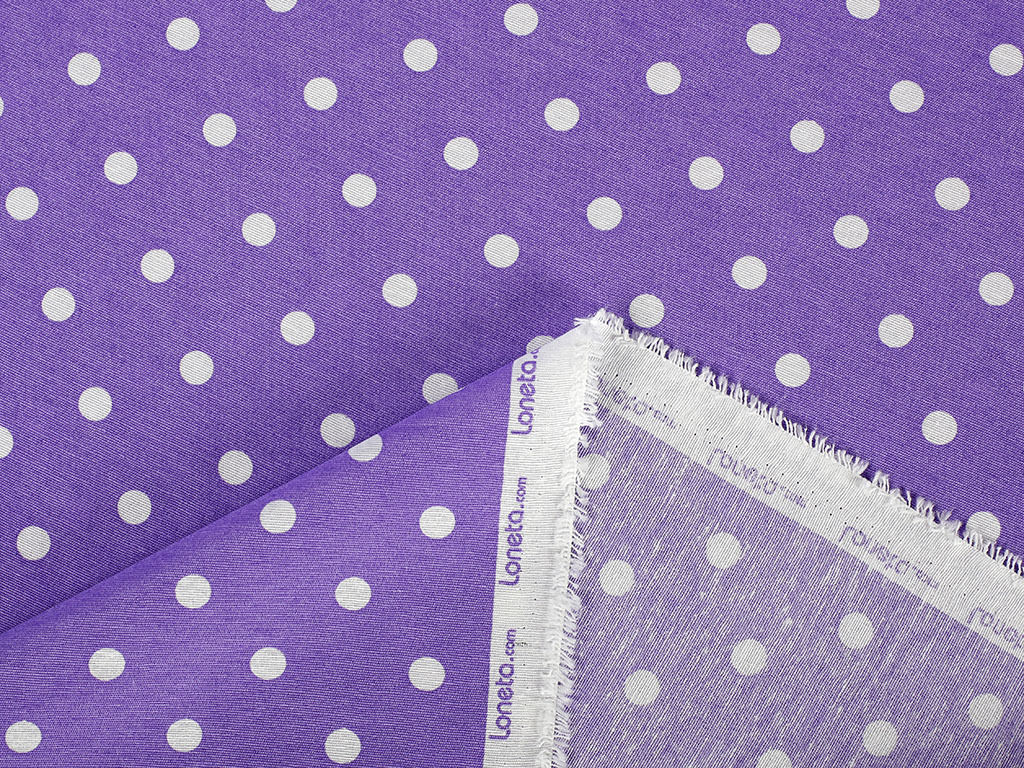 Țesătură decorativă LONETA - puncte albe pe violet