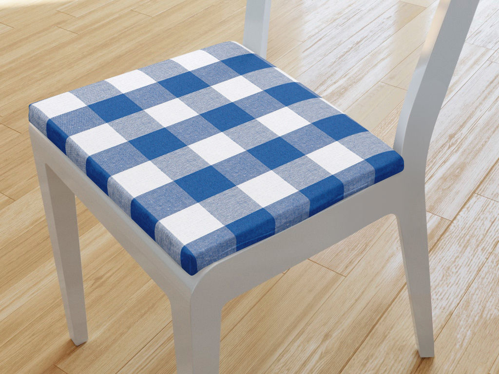 Pernă pentru scaun 38x38 cm - KANAFAS - carouri mari albastre și albe