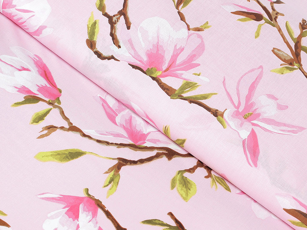 Țesătură SIMONA 100% bumbac - magnolii roz