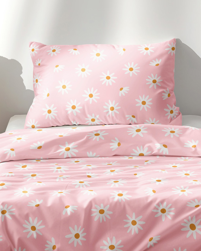 Lenjerie de pat pentru copii din 100% bumbac - flori de margaretă