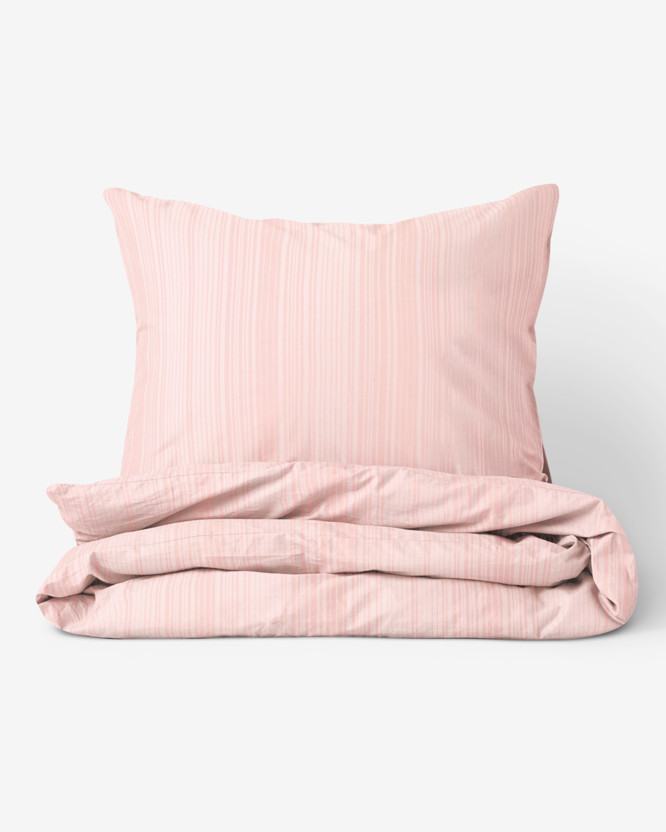 Lenjerie de pat Deluxe din damasc - roz cu dungi subțiri