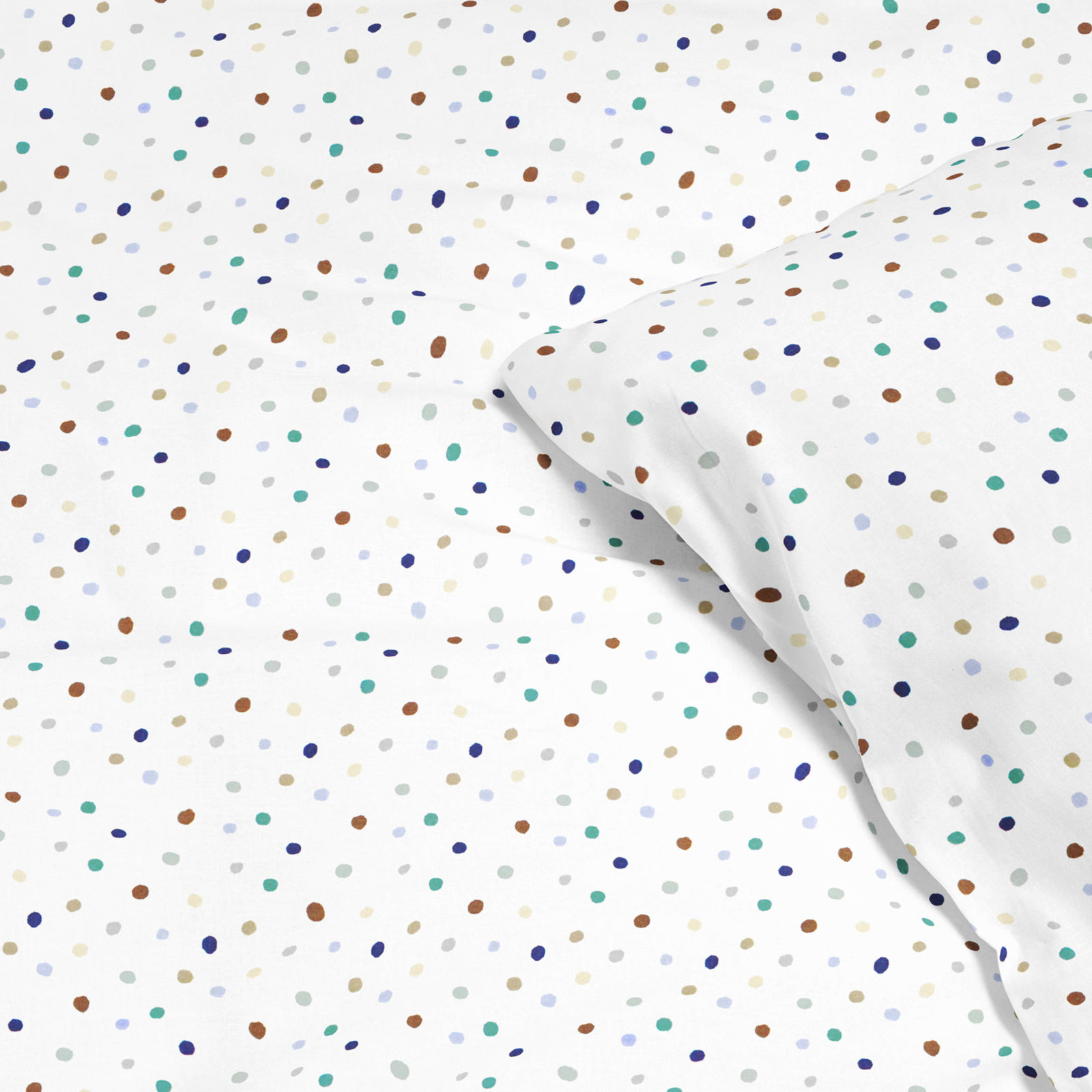 Lenjerie de pat din 100% bumbac - buline colorate pe alb