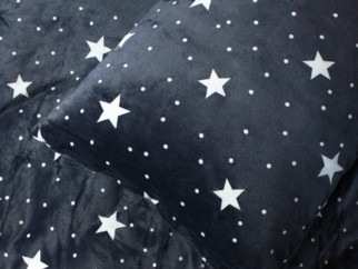 Lenjerie de pat extra moale din micropluș - model 028 - steluțe albe pe albastru închis