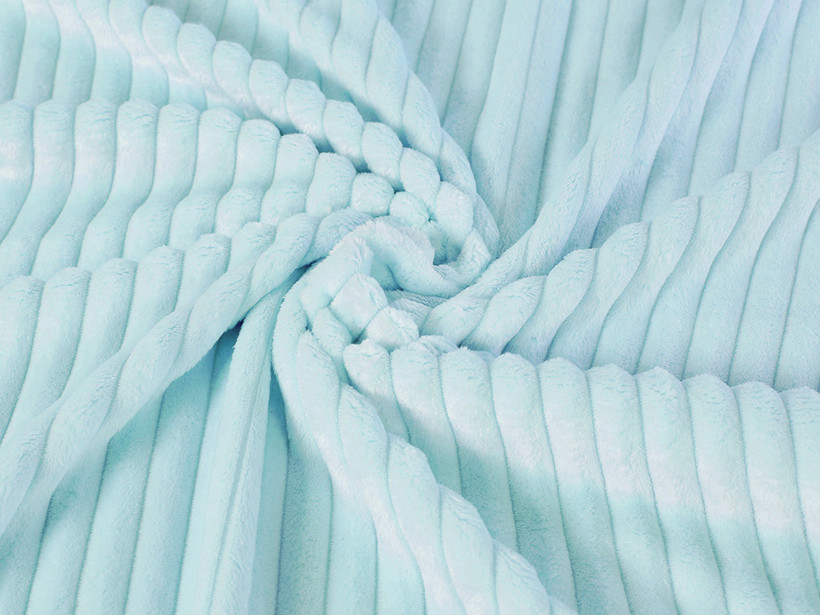 Tesături din polyester MINKY dungi - turcoaz deschis