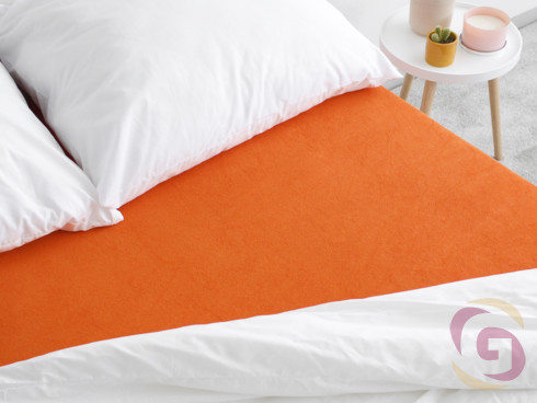 Cearceafuri de pat din terry cu elastic - portocaliu închis