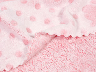 Pătură de calitate pentru bebeluși din microfibră - model 043 elefanți și buline roz