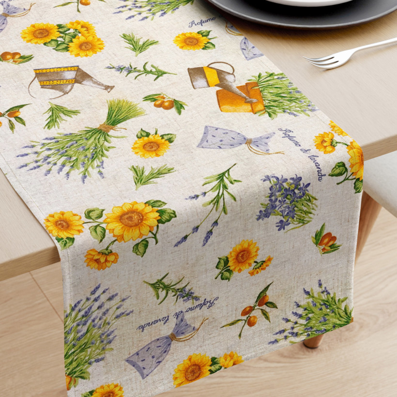 Napron de masă decorativ VERONA - floarea soarelui și lavandă
