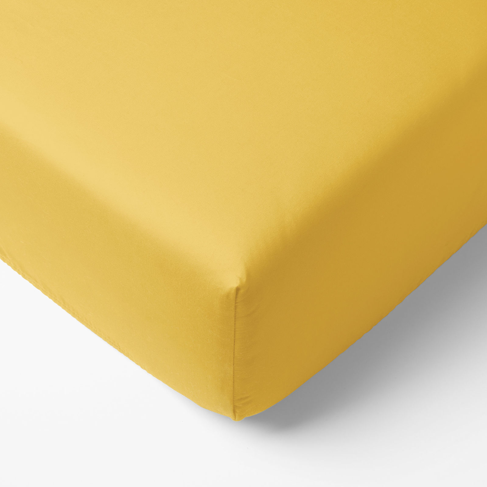 Cearceaf de pat 100% bumbac cu elastic - galben-miere
