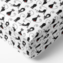 Cearceafuri de pat din bumbac cu elastic - pisici negre pe alb