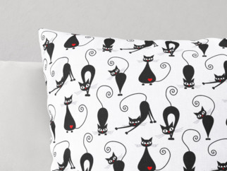 Față de pernă din bumbac pentru copii - pisici negre pe alb