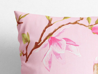 Față de pernă 100% bumbac - model 073 magnolii roz