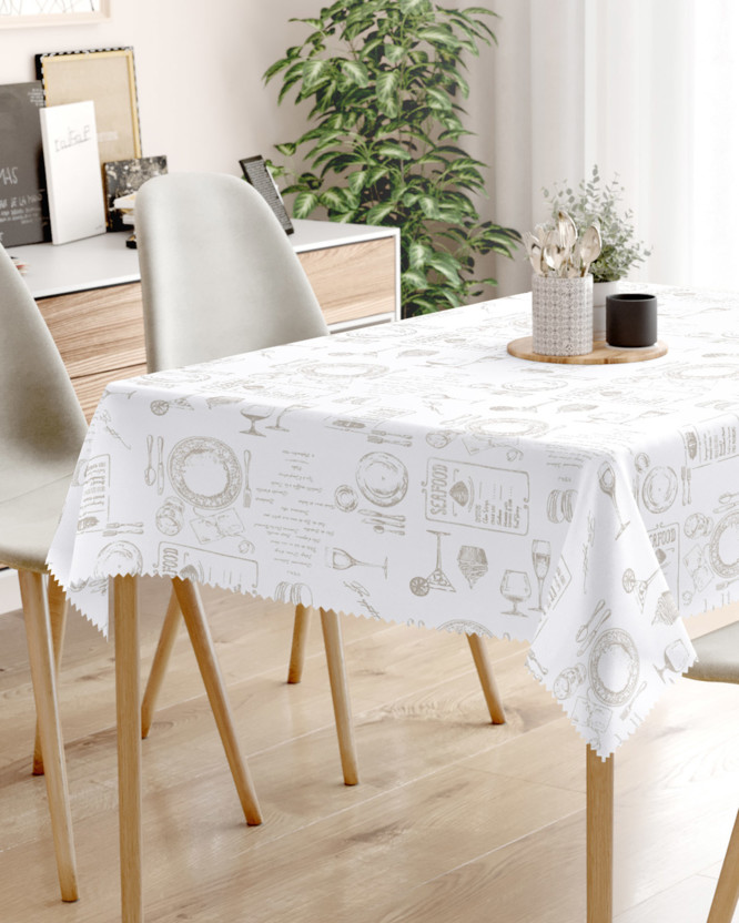 Față de masă teflonată - servire masă pe alb