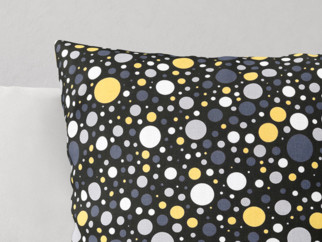 Față de pernă din bumbac pentru copii - model 1015 - buline și cercuri colorate pe negru