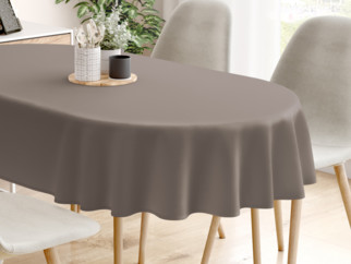 Față de masă decorativă Rongo Deluxe - gri-maro cu luciu satinat - ovală