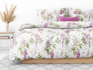 Lenjerie de pat din 100% bumbac Deluxe - model 1104 flori wisteria