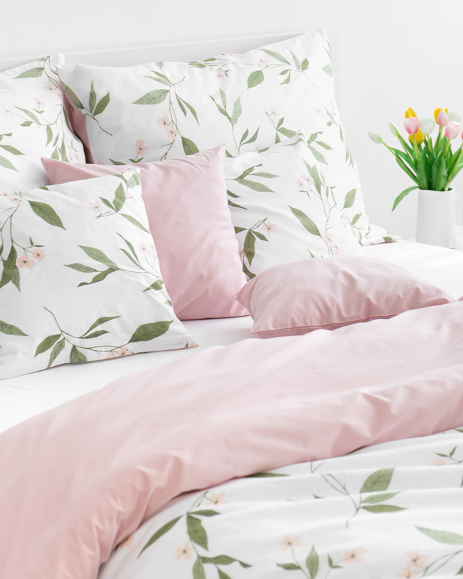 Lenjerie de pat din 100% bumbac Duo - miros de iasomie cu roz pudră