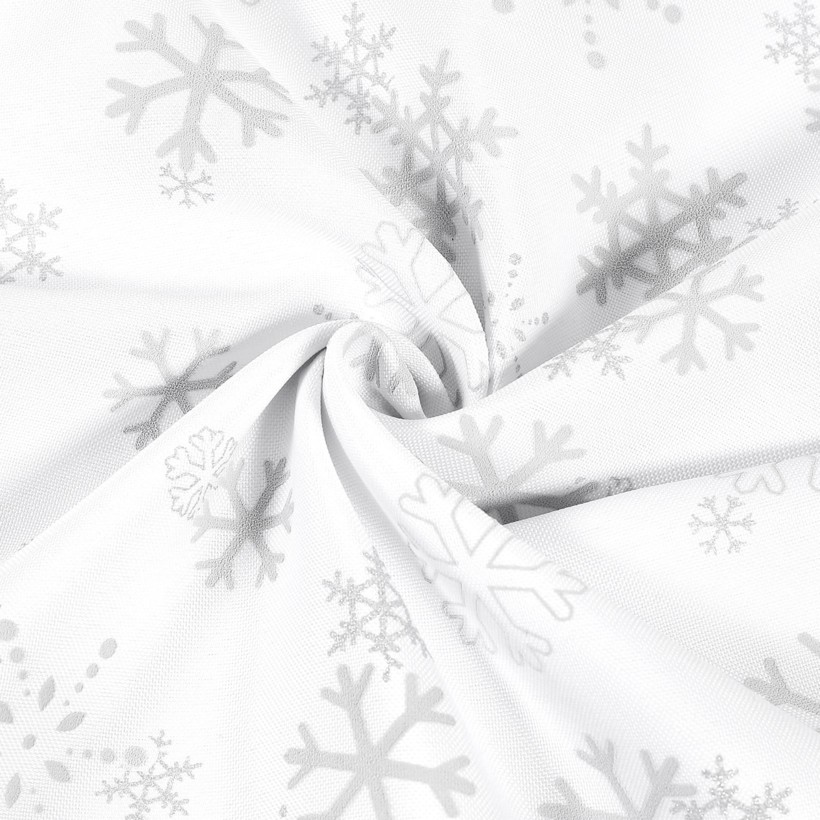 Țesătură teflonată pentru fețe de masă - fulgi argintii pe alb