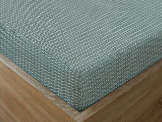 Cearceaf de pat din bumbac cu elastic - model 943 - forme geometrice pe verde închis