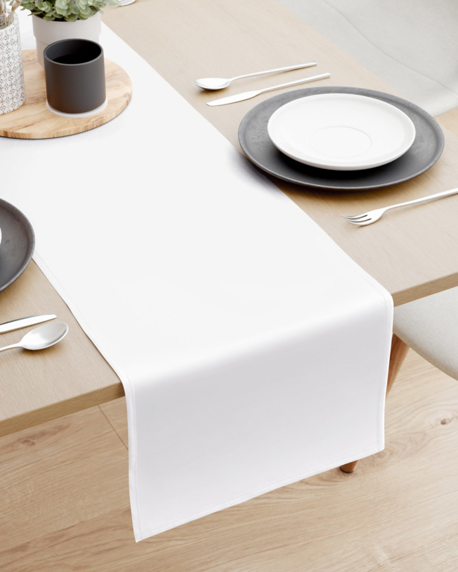Napron de masă decorativ Rongo Deluxe - alb cu luciu satinat