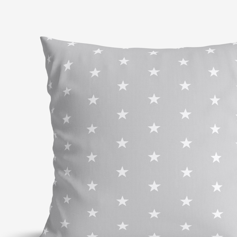 Față de pernă 100% bumbac - steluțe albe pe gri deschis