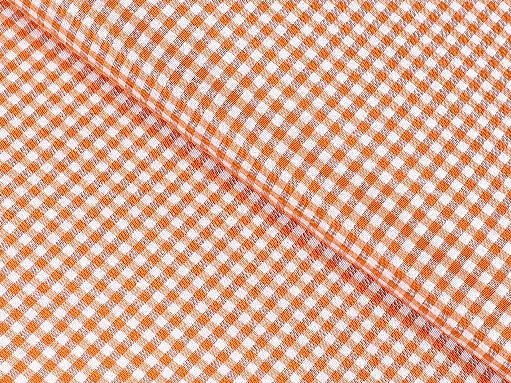 Țesătură decorativă MENORCA - carouri mici portocalii și albe