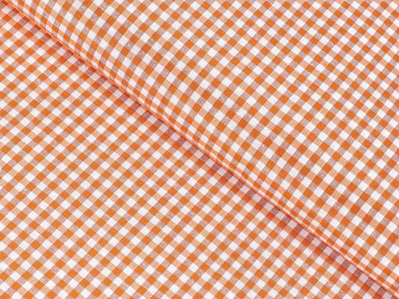 Țesătură decorativă MENORCA - carouri mici portocalii și albe