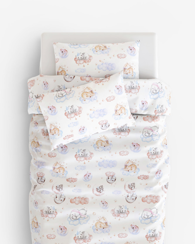Lenjerie de pat pentru copii din 100% bumbac - animale dormind