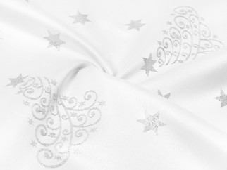 Suporturi farfurii teflonate - model 1104 de Crăciun - brazi și steluțe argintii pe alb - 2 buc