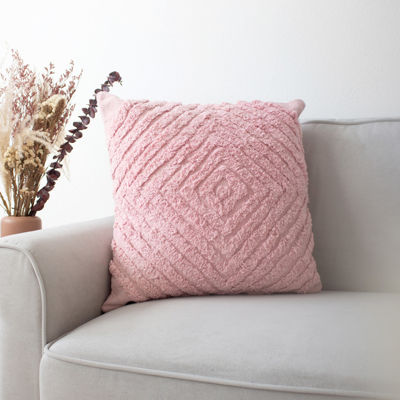 Pernă decorativă Boho 45x45 cm - forme geometrice roz