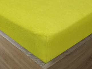 Cearceafuri de pat din terry cu elastic - galben-verde