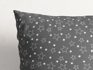 Față de pernă  din bumbac - model 017 - steluțe albe pe gri