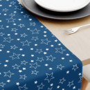 Napron de masă din bumbac - model 016 - steluțe albe pe albastru