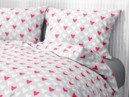 Lenjerie de pat din 100% bumbac - model 510 - inimioare roz și albe pe gri
