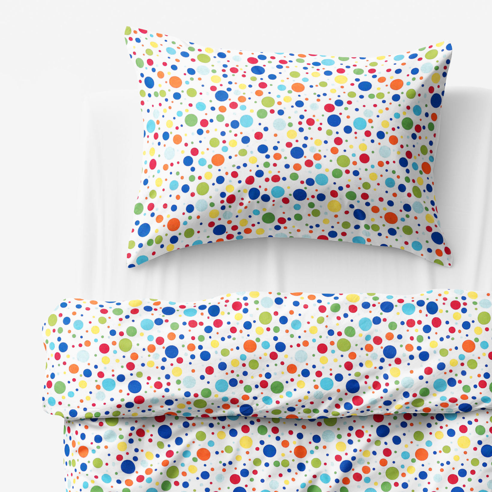 Lenjerie de pat pentru copii din 100% bumbac - puncte colorate