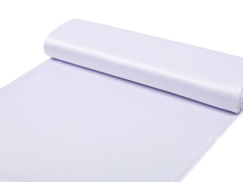 Țesătură teflonată exclusivă pentru fețe de masă - model 092 - albă cu nuanță violet și pătrățele lucioase