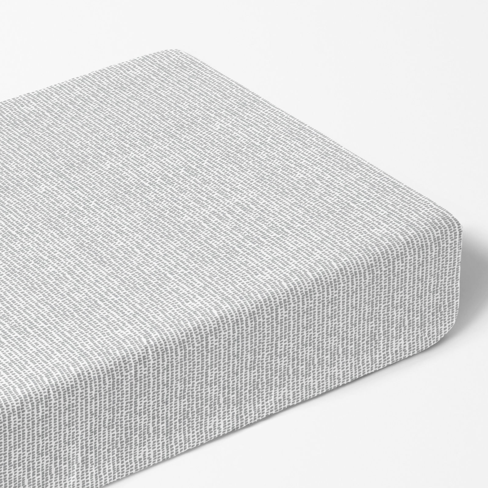 Cearceaf de pat bumbac 100% cu elastic - forme mici gri pe alb