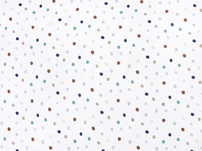 Țesătură SIMONA 100% bumbac - buline colorate pe alb