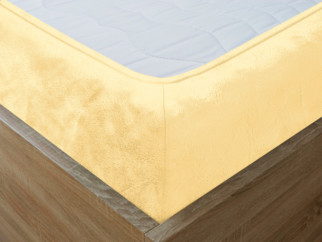 Cearceaf de pat moale și cald din micropluș cu elastic - galben crem