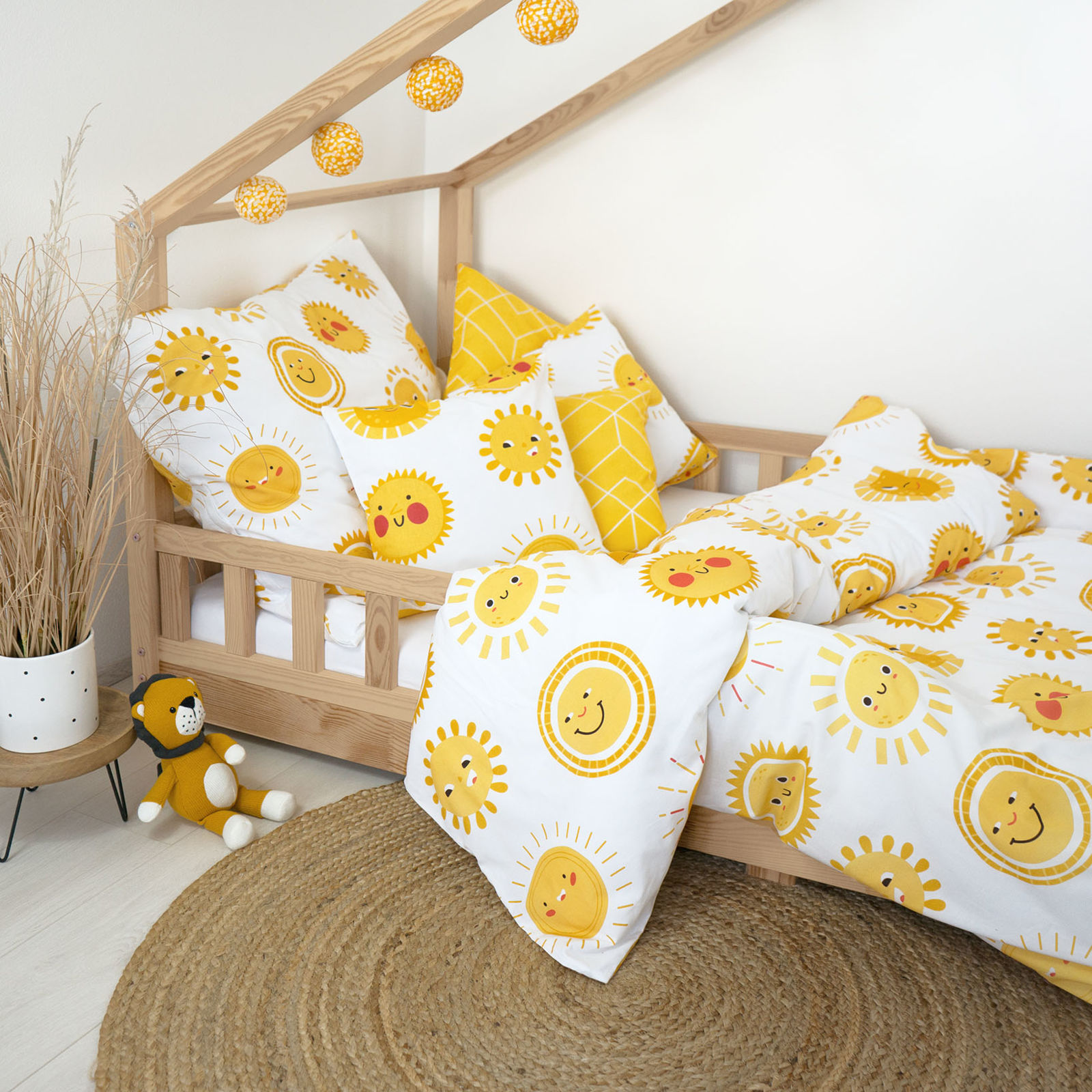 Lenjerie de pat pentru copii din 100% bumbac - soarele zâmbitor