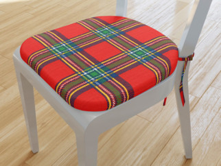 Pernă pentru scaun 39x37cm din bumbac - model de Crăciun 1123 carouri roșii
