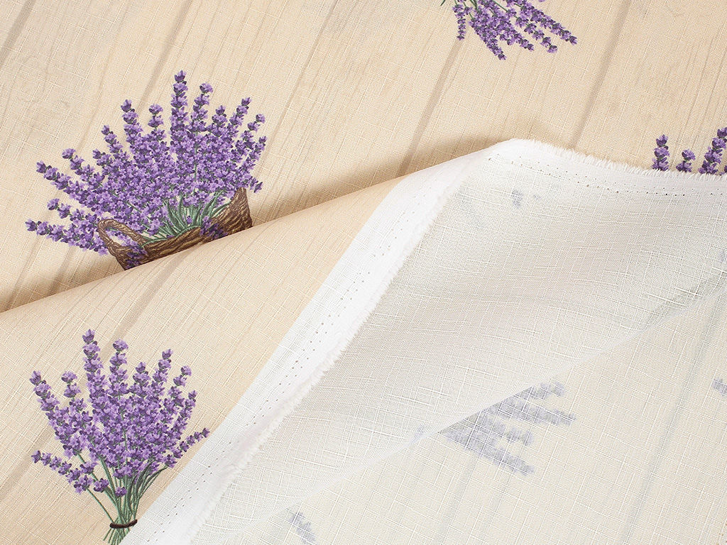 Țesătură teflonată pentru fețe de masă - model 066 lavandă în coșuri