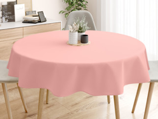 Față de masă din bumbac roz pastel - rotundă