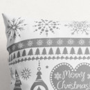 Față de pernă decorativă de Crăciun - model 818 - simboluri de Crăciun pe alb