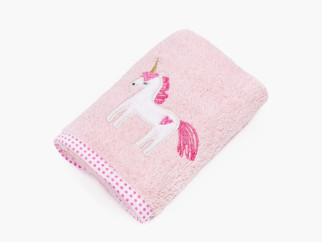 Prosop de mâini din frotir LILI pentru copii - roz model unicorn