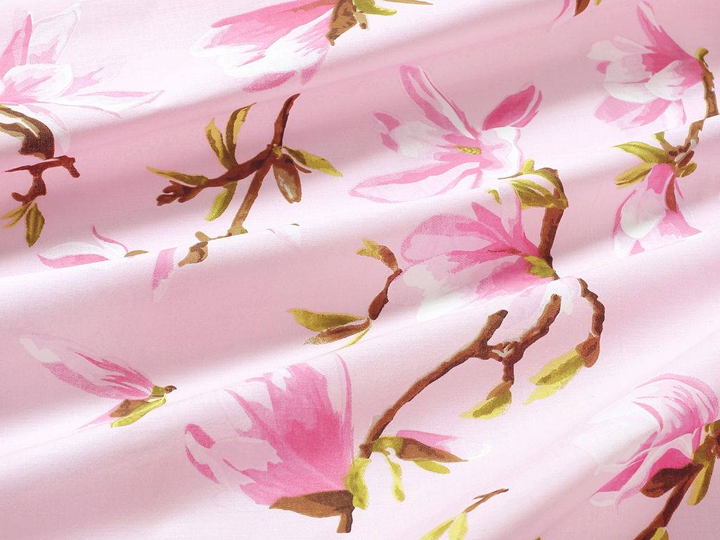 Țesătură SIMONA 100% bumbac - magnolii roz