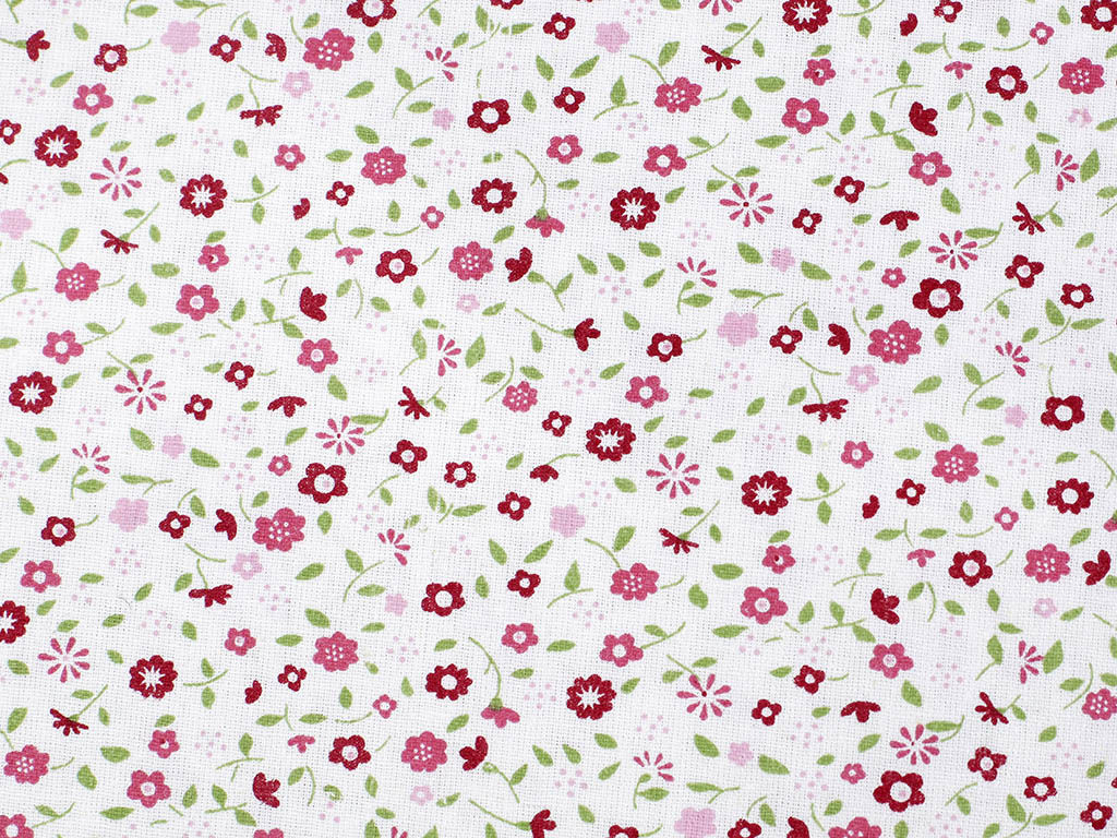 Țesătură din bumbac 100% SIMONA - flori pictate roz