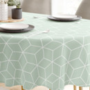 Față de masă 100% bumbac - mozaic verde-mentă - ovală
