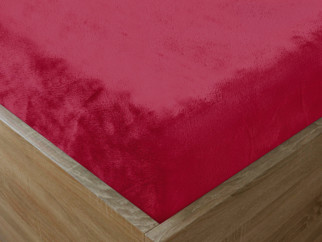 Cearceaf de pat moale și cald din micropluș cu elastic - roșu închis