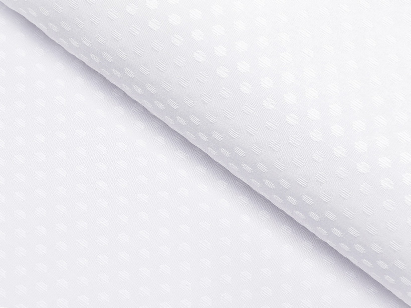 Țesătură decorativă cu strat teflonat - albă cu puncte